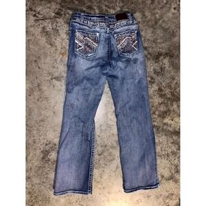 Y Jeans Los Angeles Womens 13/14 Blue Cotton Embroidered Rhinestone Straight Leg